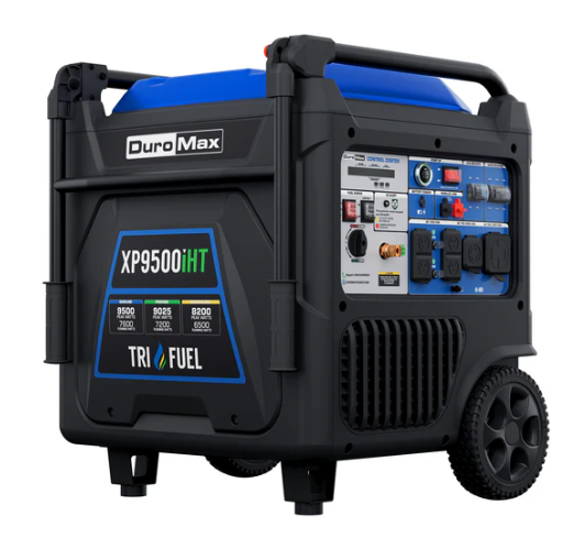 DuroMax 9,500 Watt Portable Tri Fuel Inverter Generator - Quiet, Low THD