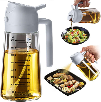 Glass Olive Oil Sprayer for Cooking – 2 in 1 Olive Oil Dispenser Bottle for Kitchen Gadgets and Air Fryer Accessories, Salad, BBQ - Black