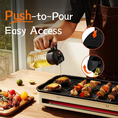 Glass Olive Oil Sprayer for Cooking – 2 in 1 Olive Oil Dispenser Bottle for Kitchen Gadgets and Air Fryer Accessories, Salad, BBQ - Black